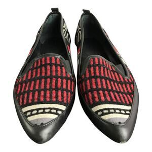 Proenza Schouler Shoes Womens US 9 EU 39‎ Red black tribal Leather Trim Loafers
